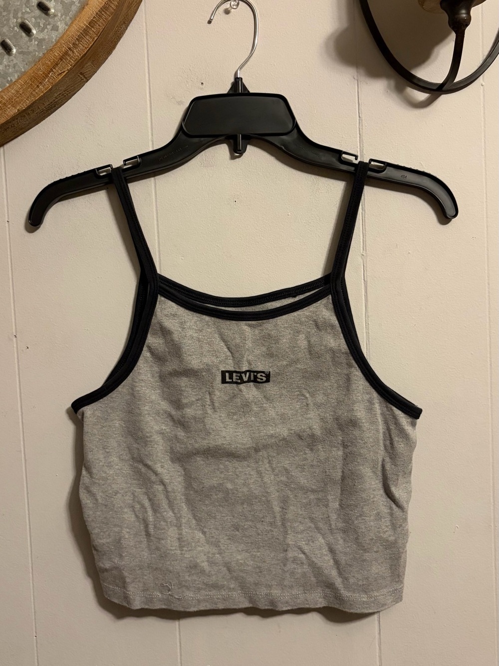 Levi's Gray Cropped Cami with Black Trim